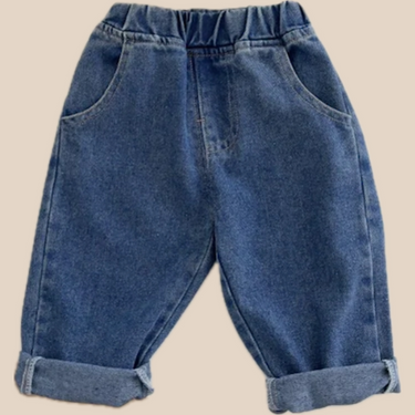 Relaxed Fit Spijkerbroek voor Jongen – Katoen, Verstelbare Tailleband, Blauw, Zwart, Abrikoos, 0-5 Jaar 1